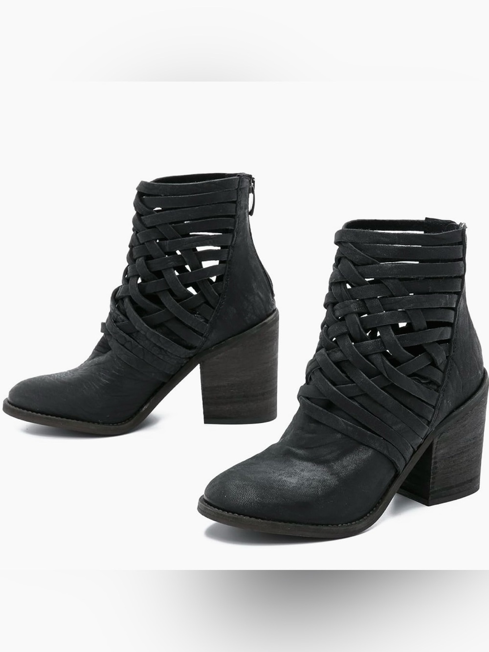 Free People Carrera Ankle Boot Woven Leather Distressed Festival Booties 38 7.5